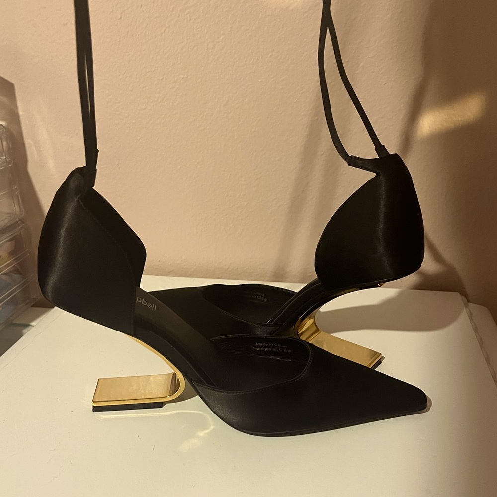 Jeffery Campbell black tie up high heels